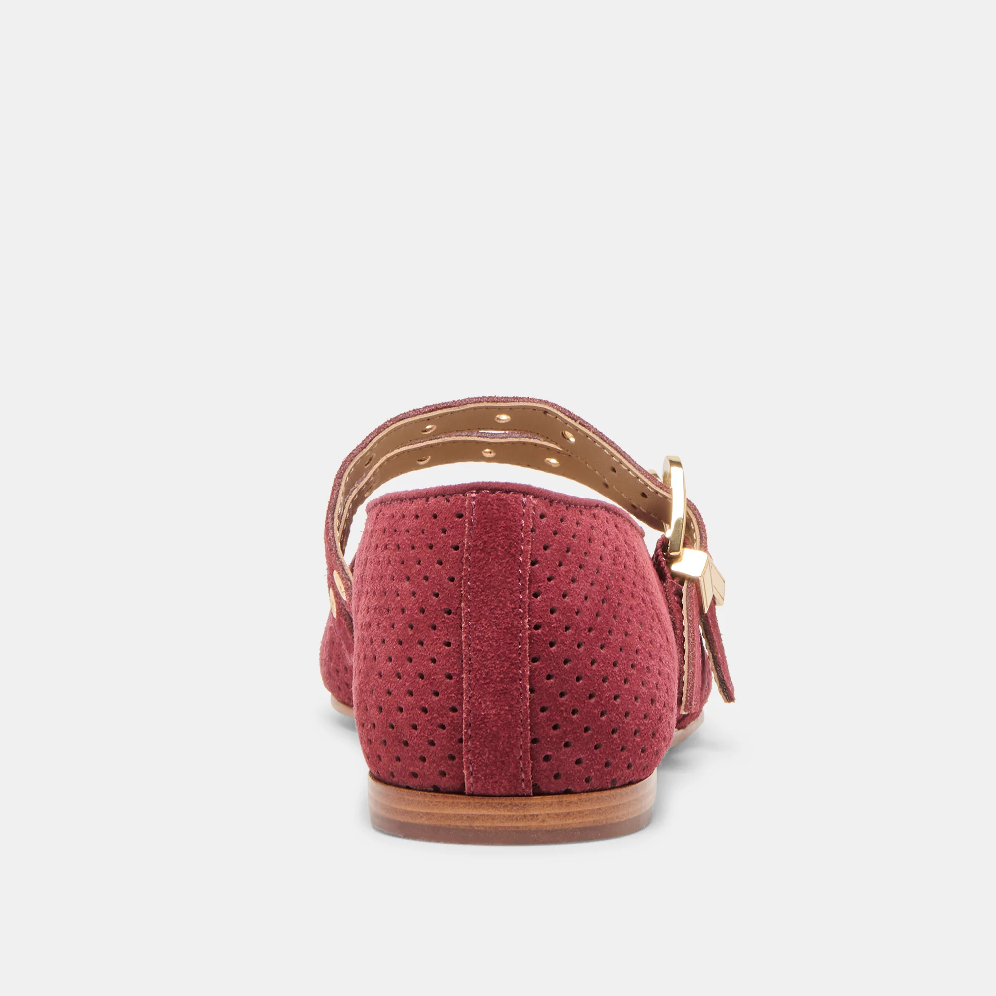 BAYLEE GROMMET BALLET FLATS OXBLOOD PERFORATED SUEDE - Image 8