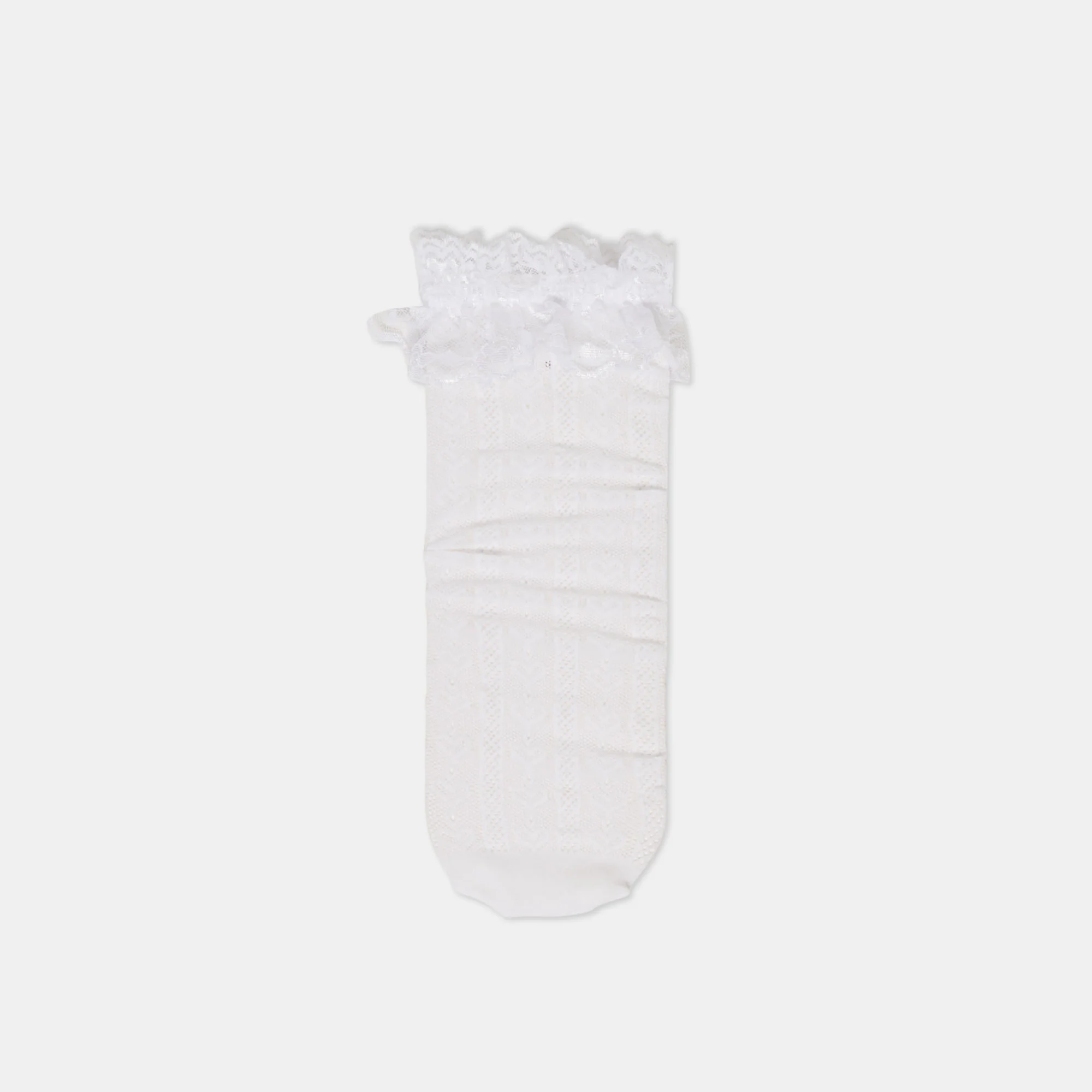 LACE RUFFLE CREW SOCKS WHITE